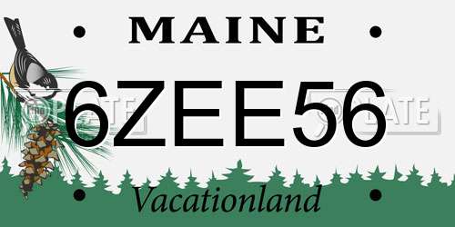 6ZEE56 Maine License Plate