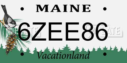 6ZEE86 Maine License Plate