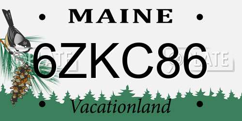 6ZKC86 Maine License Plate