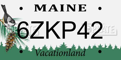 6ZKP42 Maine License Plate