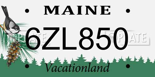6ZL850 Maine License Plate