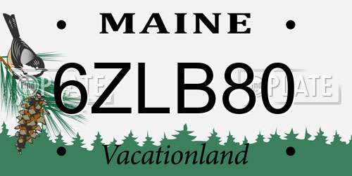 6ZLB80 Maine License Plate
