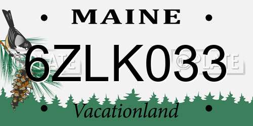 6ZLK033 Maine License Plate