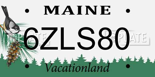 6ZLS80 Maine License Plate