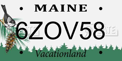 6ZOV58 Maine License Plate