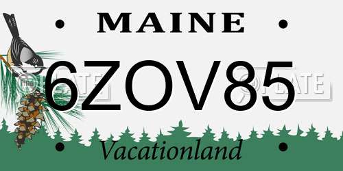 6ZOV85 Maine License Plate