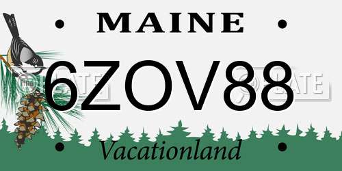 6ZOV88 Maine License Plate