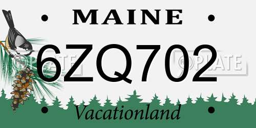 6ZQ702 Maine License Plate