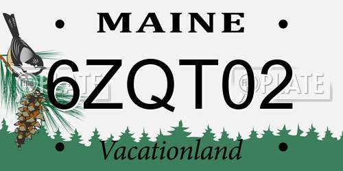 6ZQT02 Maine License Plate