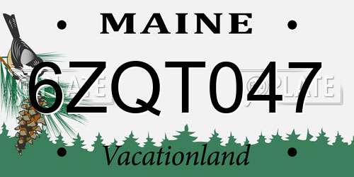 6ZQT047 Maine License Plate