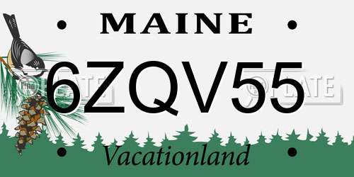 6ZQV55 Maine License Plate