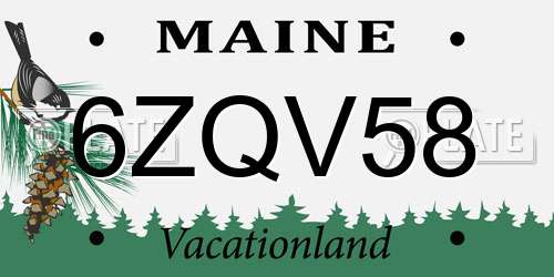 6ZQV58 Maine License Plate