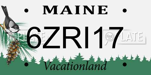 6ZRI17 Maine License Plate