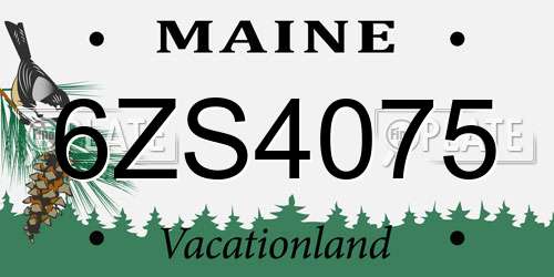 6ZS4075 Maine License Plate