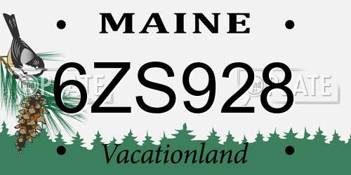 6ZS928 Maine License Plate