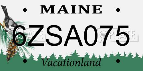 6ZSA075 Maine License Plate