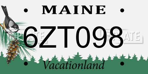 6ZT098 Maine License Plate