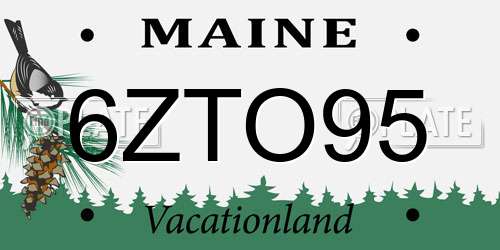 6ZTO95 Maine License Plate