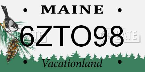 6ZTO98 Maine License Plate