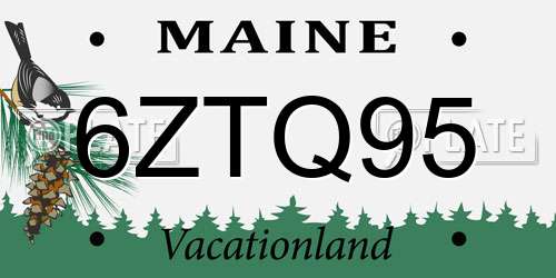 6ZTQ95 Maine License Plate