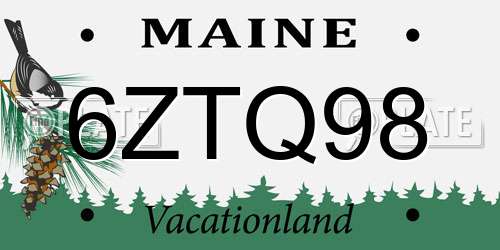 6ZTQ98 Maine License Plate