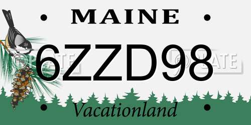 6ZZD98 Maine License Plate