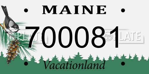 700081 Maine License Plate