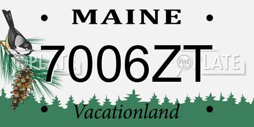 7006ZT Maine License Plate