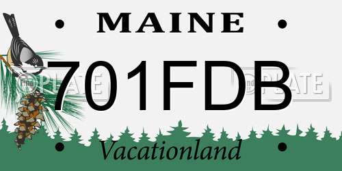 701FDB Maine License Plate