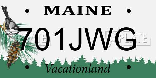 701JWG Maine License Plate