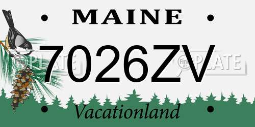 7026ZV Maine License Plate