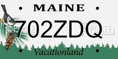 702ZDQ Maine License Plate