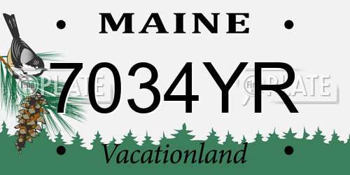 7034YR Maine License Plate