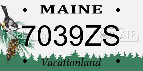 7039ZS Maine License Plate