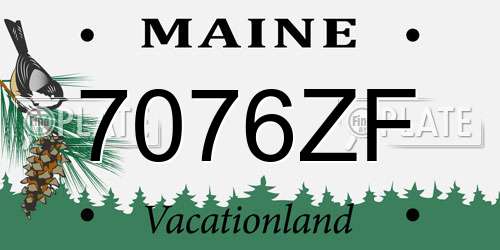 7076ZF Maine License Plate