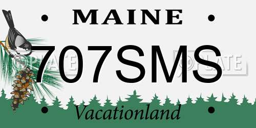 707SMS Maine License Plate