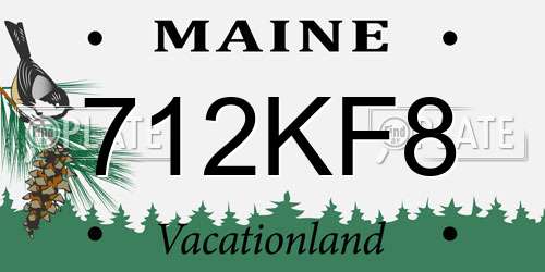 712KF8 Maine License Plate