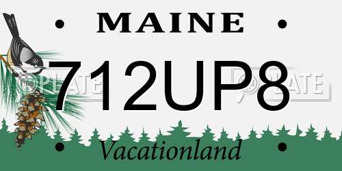 712UP8 Maine License Plate