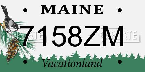 7158ZM Maine License Plate