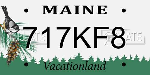 717KF8 Maine License Plate
