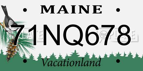 71NQ678 Maine License Plate