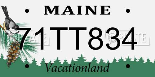 71TT834 Maine License Plate