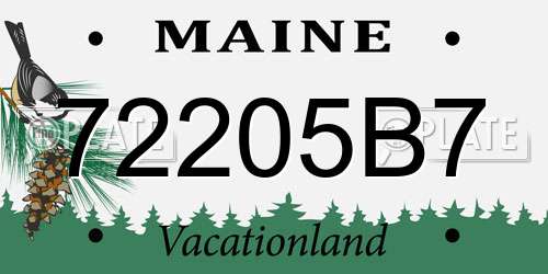 72205B7 Maine License Plate