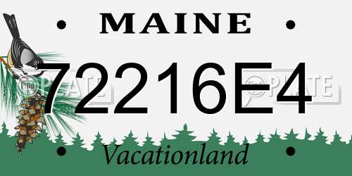 72216E4 Maine License Plate