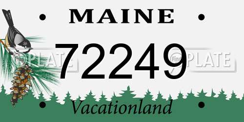 72249 Maine License Plate