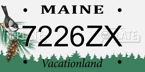 7226ZX Maine License Plate