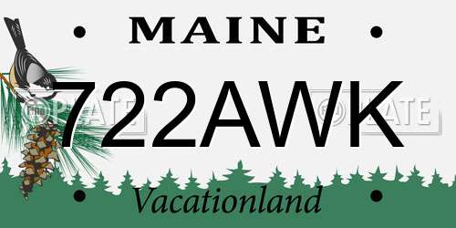 722AWK Maine License Plate
