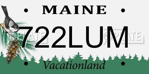 722LUM Maine License Plate