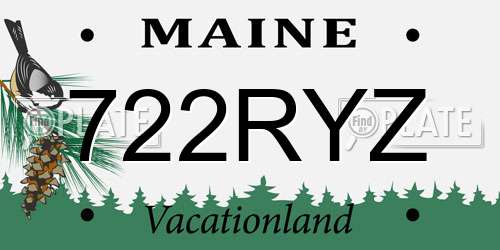 722RYZ Maine License Plate