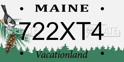 722XT4 Maine License Plate